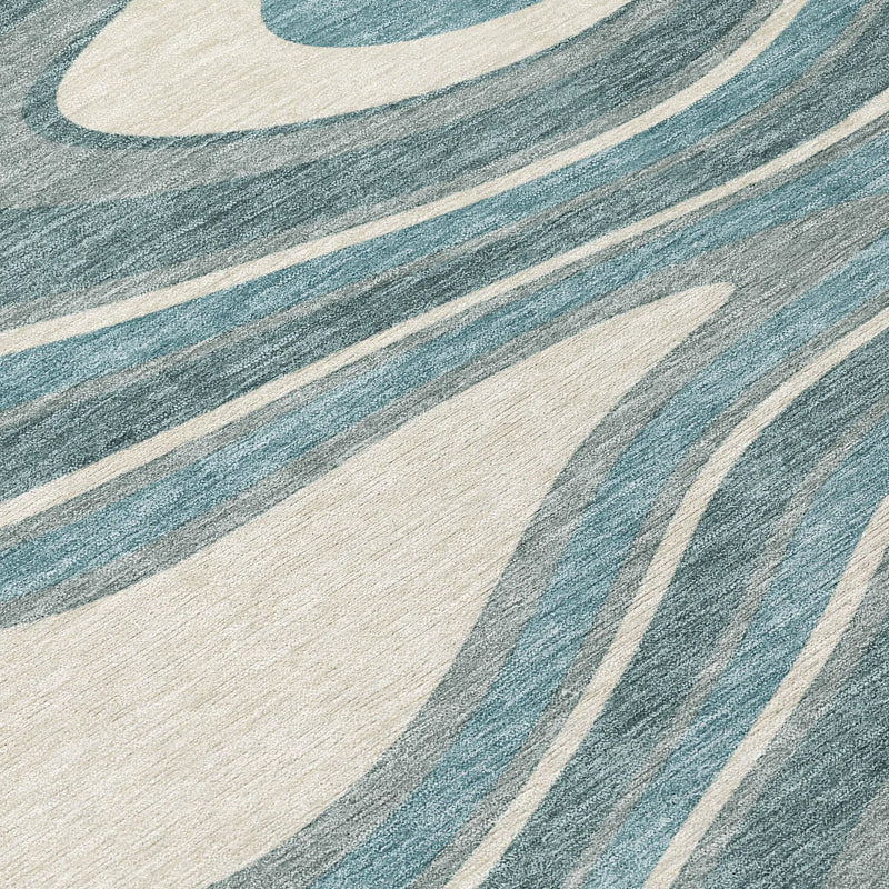 3' X 5' Teal Blue And Ivory Abstract Washable Indoor Outdoor Area Rug Homeroots Outdoor