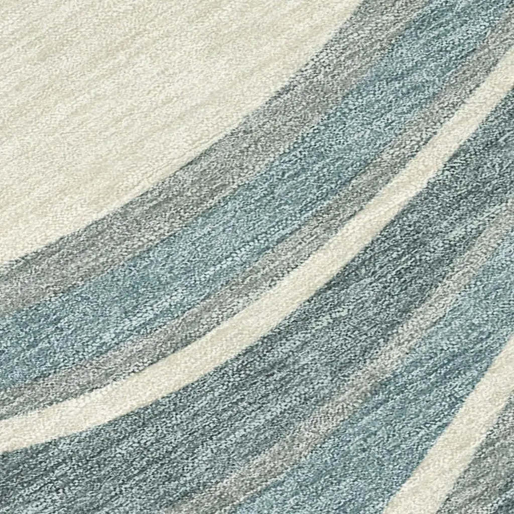 3' X 5' Teal Blue And Ivory Abstract Washable Indoor Outdoor Area Rug Homeroots Outdoor