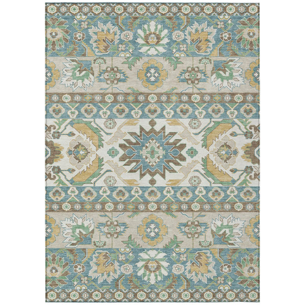 3' X 5' Teal Blue And Ivory Cactus Washable Indoor Outdoor Area Rug Homeroots Outdoor