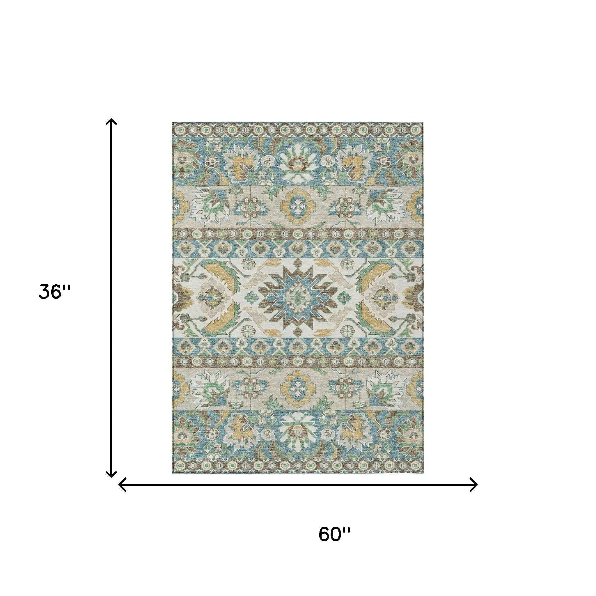 3' X 5' Teal Blue And Ivory Cactus Washable Indoor Outdoor Area Rug Homeroots Outdoor
