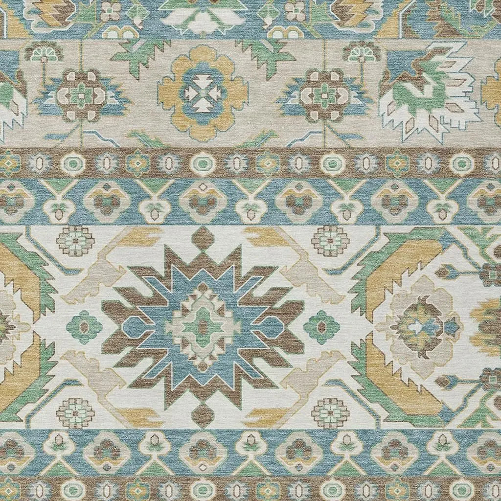 3' X 5' Teal Blue And Ivory Cactus Washable Indoor Outdoor Area Rug Homeroots Outdoor