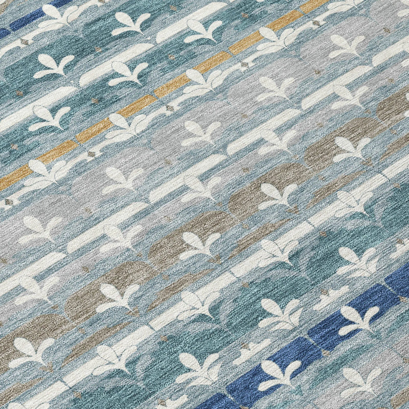 3' X 5' Teal Blue And Ivory Damask Washable Indoor Outdoor Area Rug Homeroots Outdoor