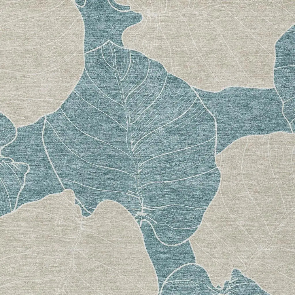 3' X 5' Teal Blue And Ivory Floral Washable Indoor Outdoor Area Rug Homeroots Outdoor