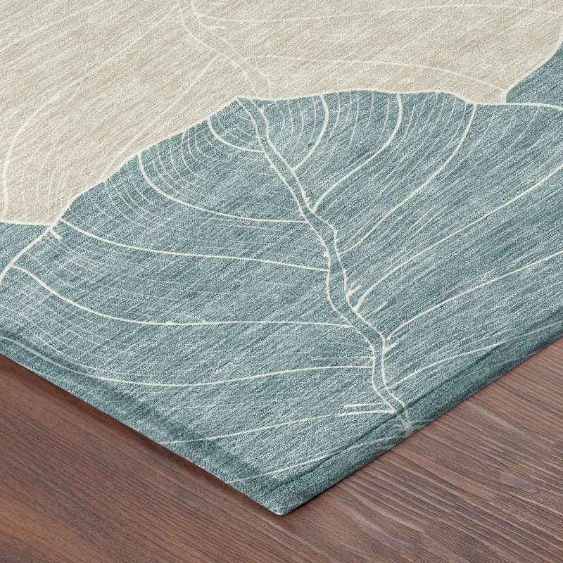 3' X 5' Teal Blue And Ivory Floral Washable Indoor Outdoor Area Rug Homeroots Outdoor