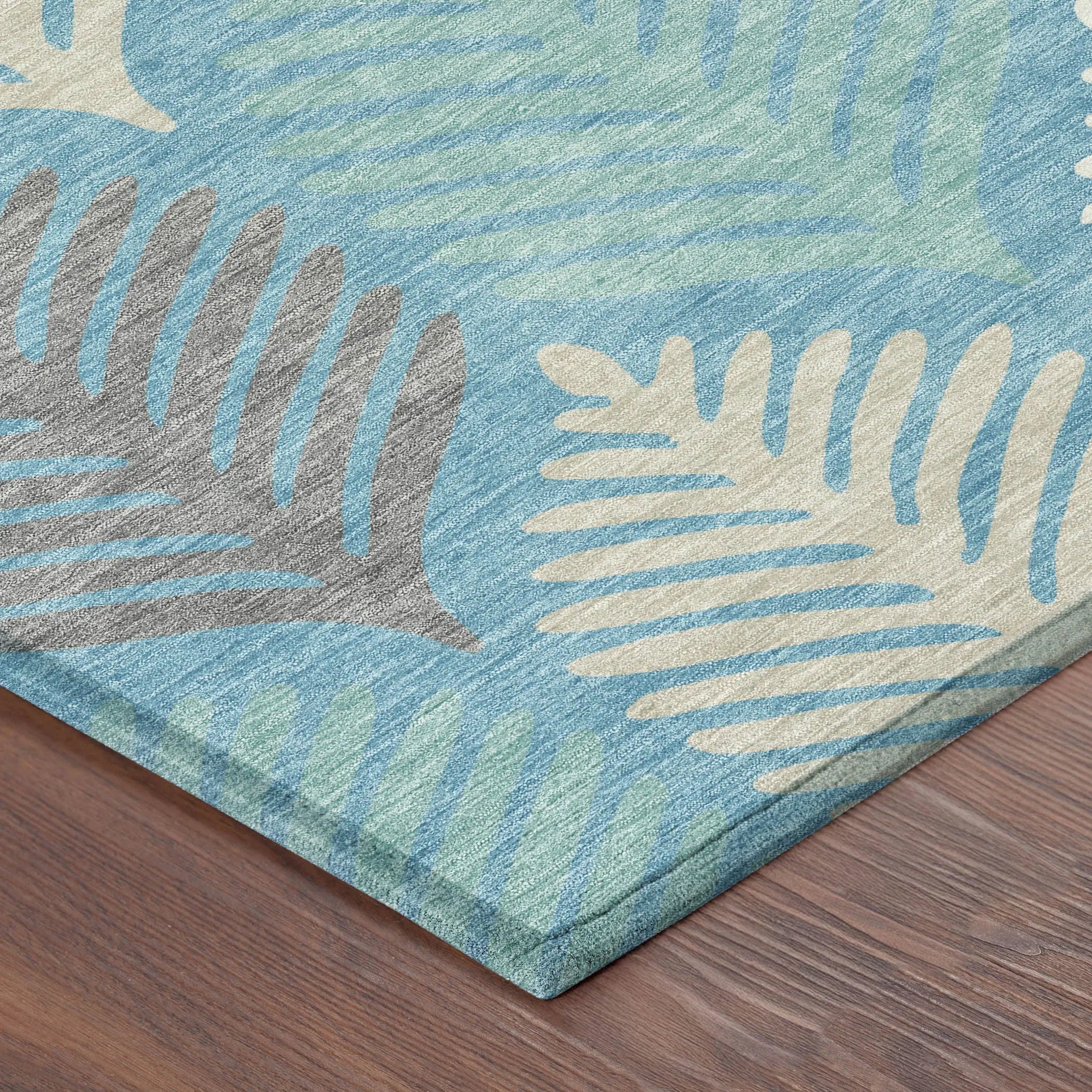3' X 5' Teal Blue And Ivory Floral Washable Indoor Outdoor Area Rug Homeroots Outdoor