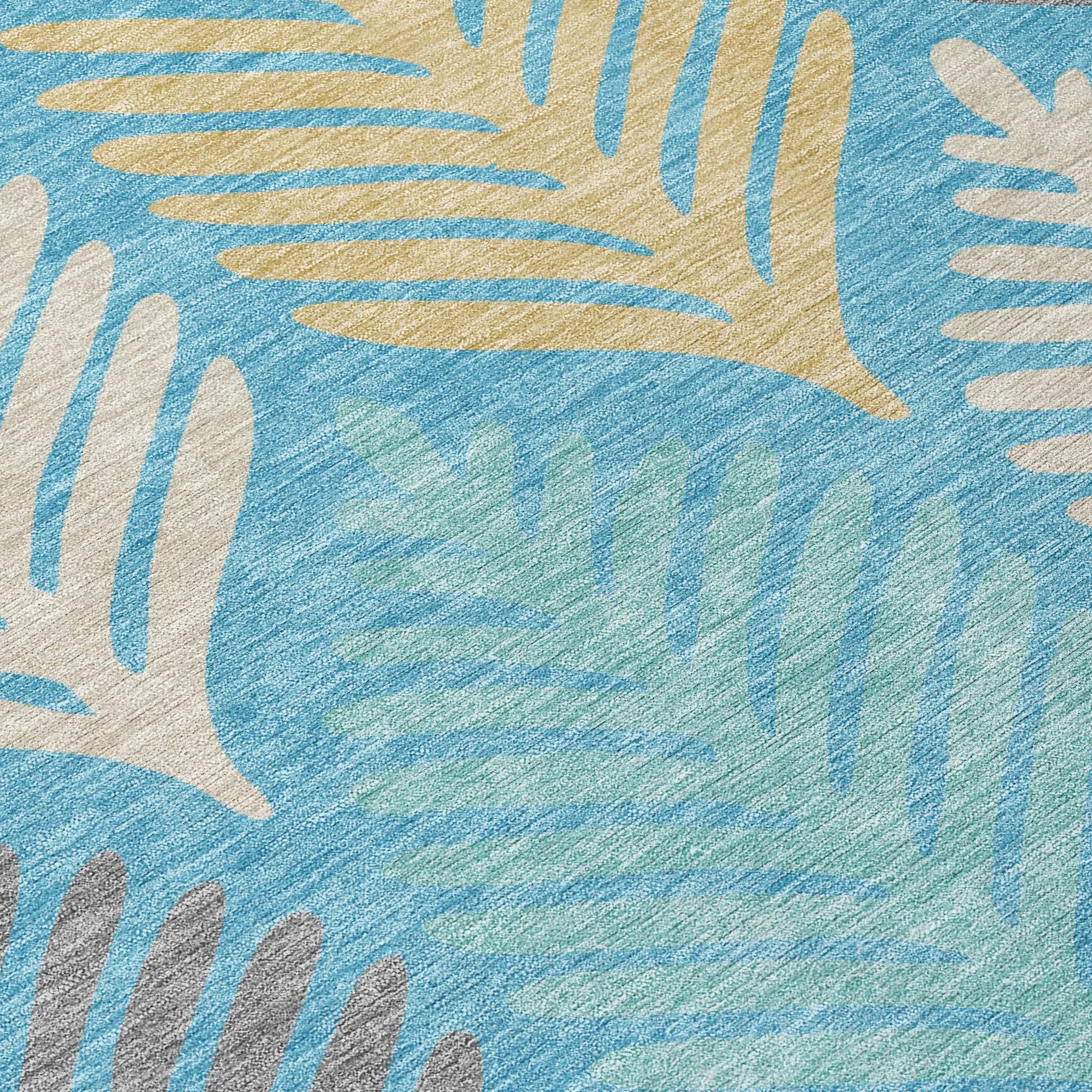 3' X 5' Teal Blue And Ivory Floral Washable Indoor Outdoor Area Rug Homeroots Outdoor
