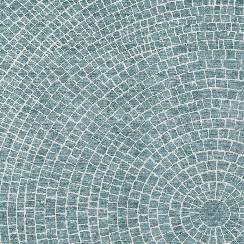 3' X 5' Teal Blue And Ivory Geometric Washable Indoor Outdoor Area Rug Homeroots Outdoor