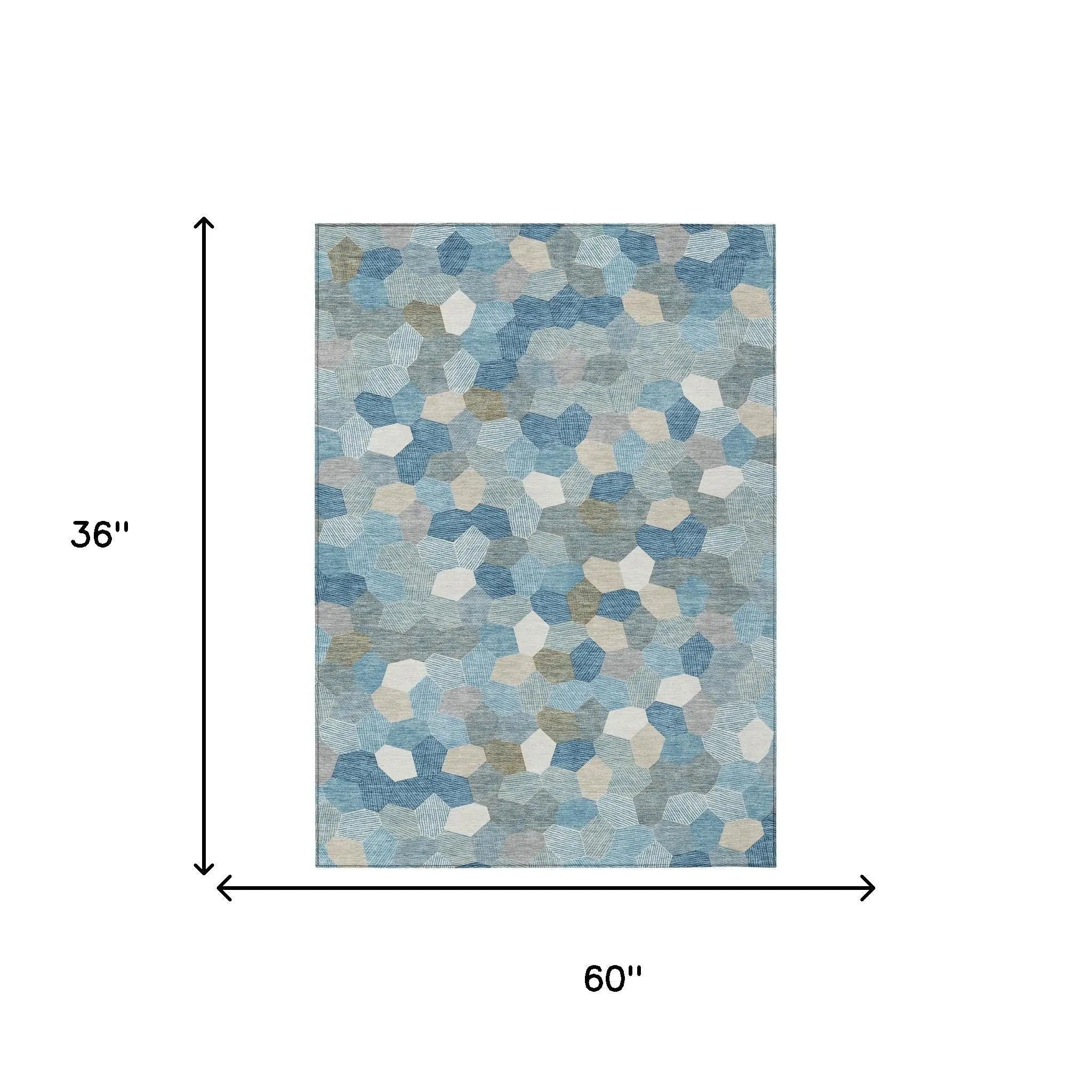 3' X 5' Teal Blue And Ivory Geometric Washable Indoor Outdoor Area Rug Homeroots Outdoor