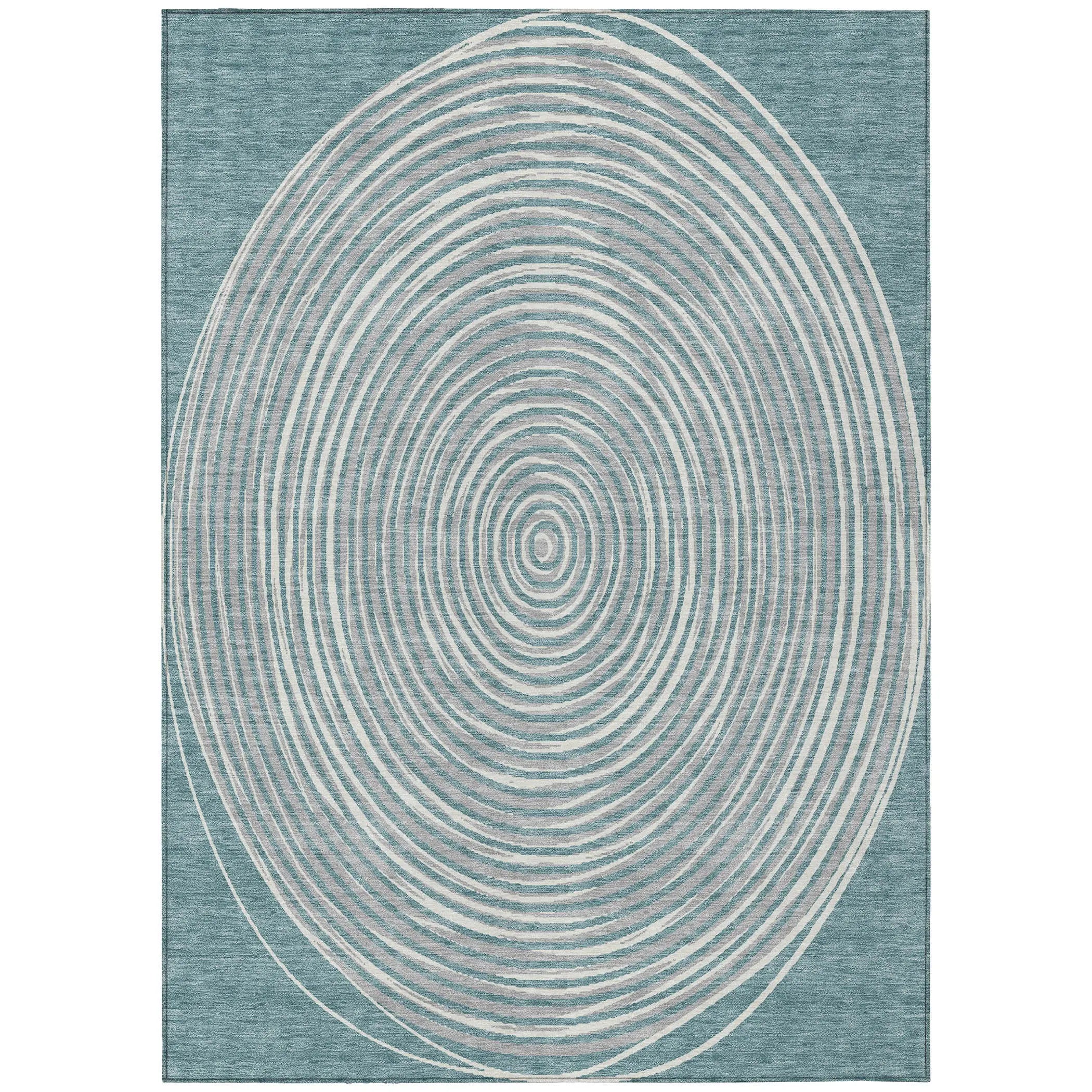 3' X 5' Teal Blue And Ivory Geometric Washable Indoor Outdoor Area Rug Homeroots Outdoor