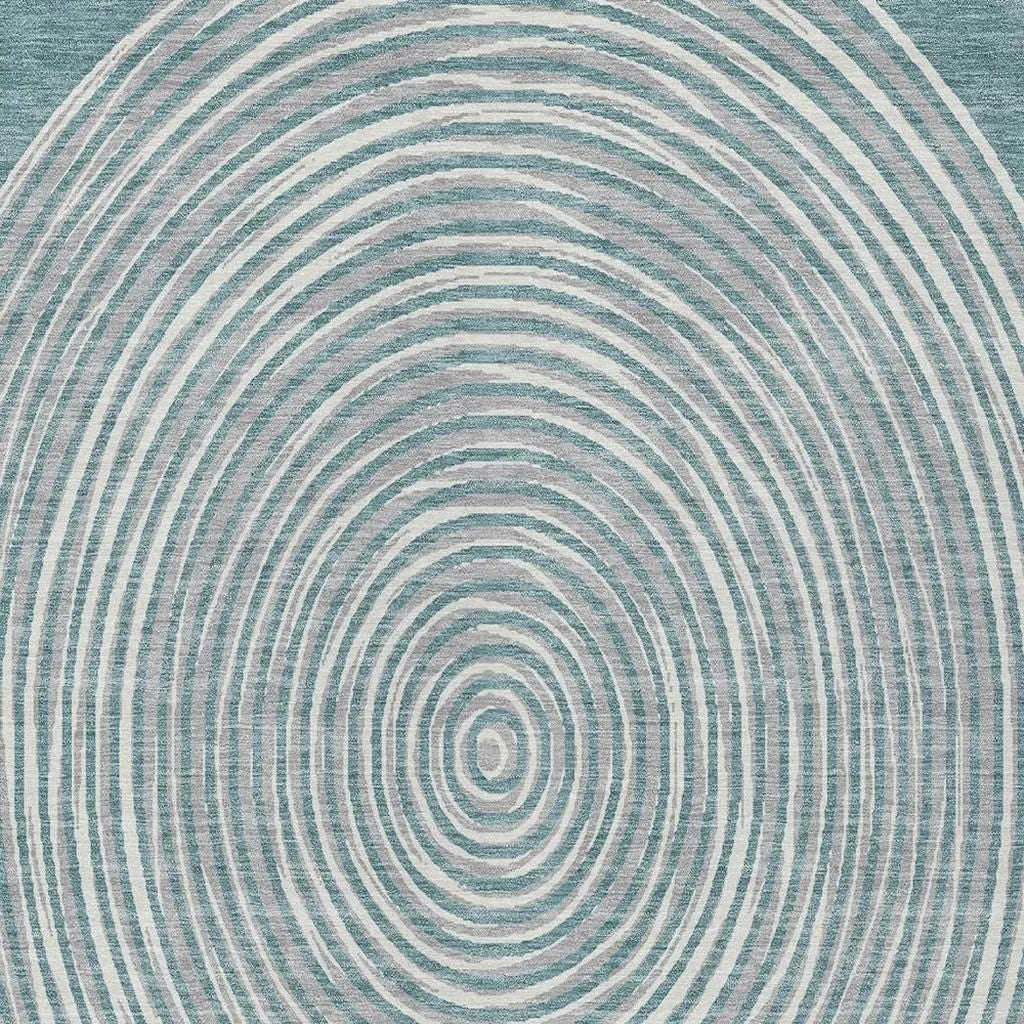3' X 5' Teal Blue And Ivory Geometric Washable Indoor Outdoor Area Rug Homeroots Outdoor