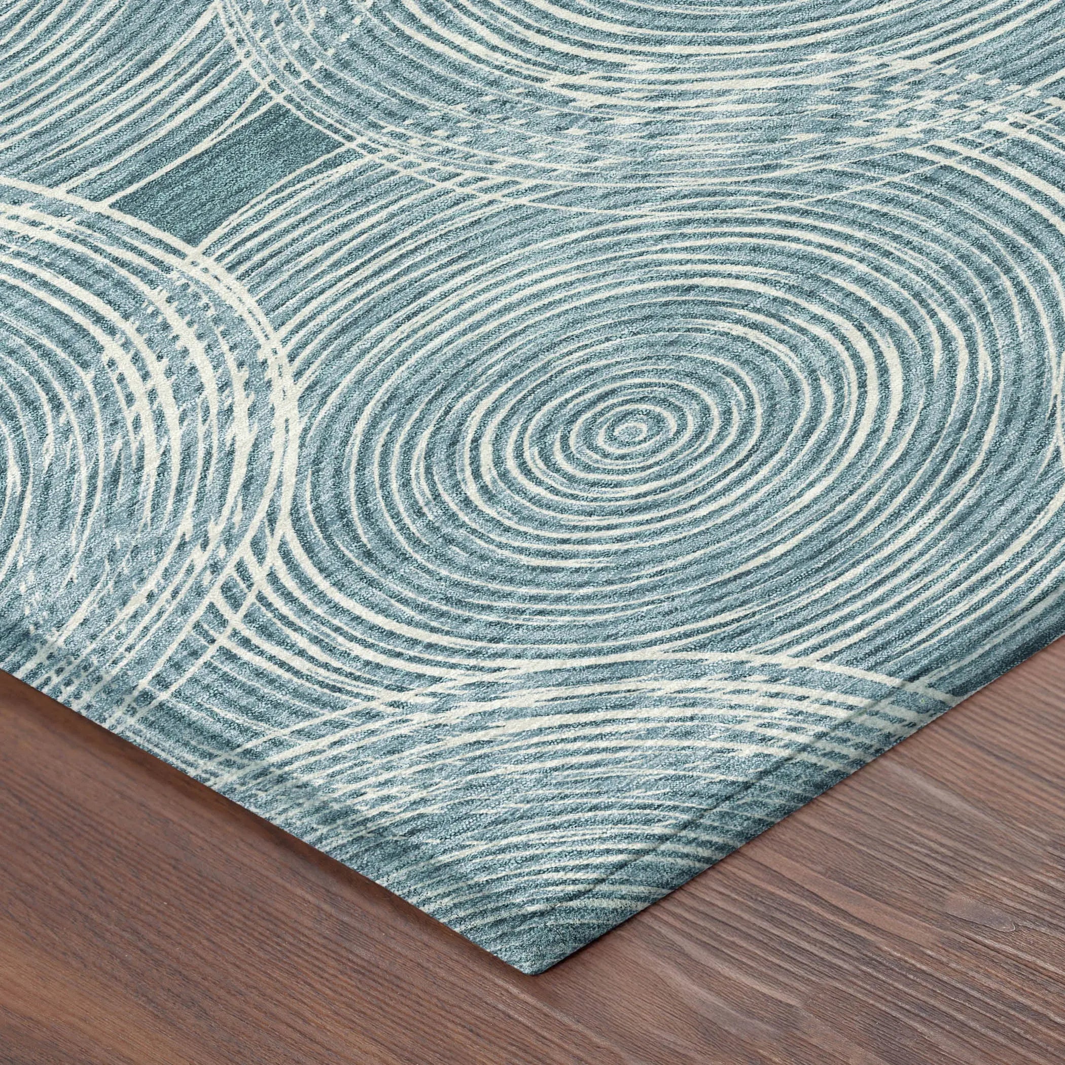 3' X 5' Teal Blue And Ivory Geometric Washable Indoor Outdoor Area Rug Homeroots Outdoor