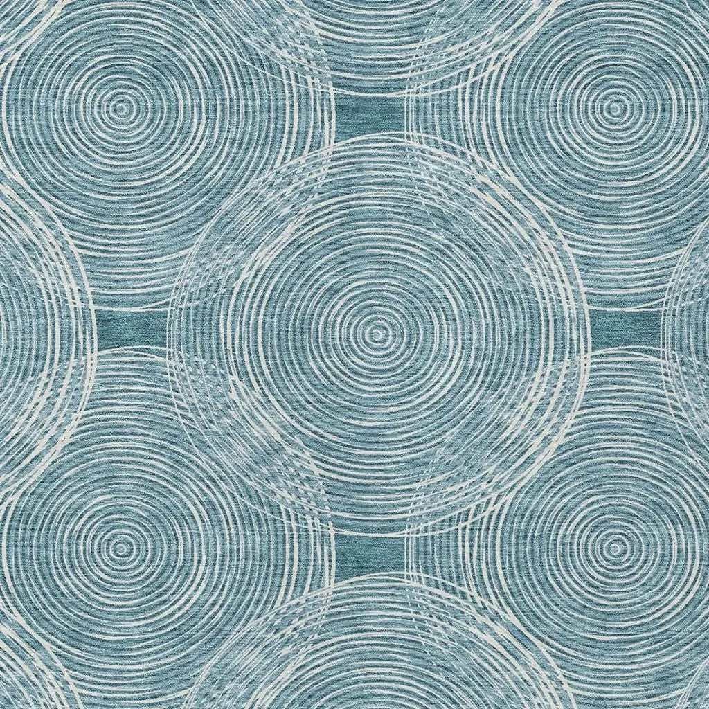3' X 5' Teal Blue And Ivory Geometric Washable Indoor Outdoor Area Rug Homeroots Outdoor