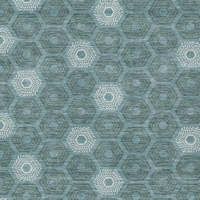 3' X 5' Teal Blue And Ivory Geometric Washable Indoor Outdoor Area Rug Homeroots Outdoor