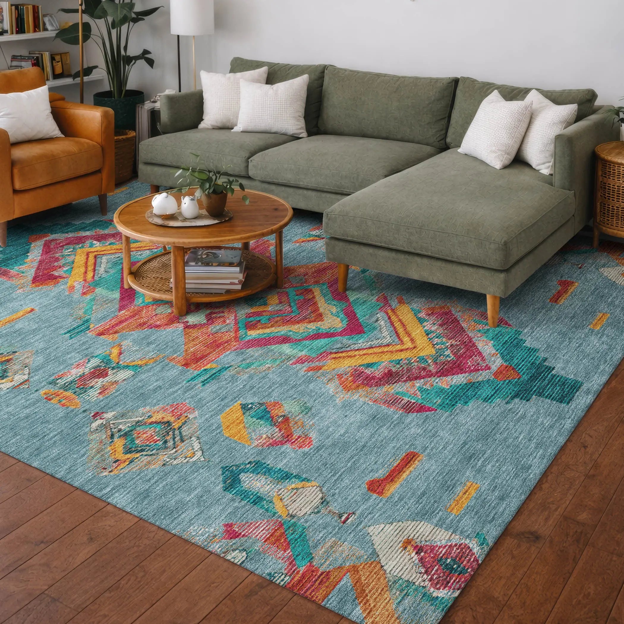 3' X 5' Teal Blue And Ivory Tribal Washable Indoor Outdoor Area Rug Homeroots Outdoor