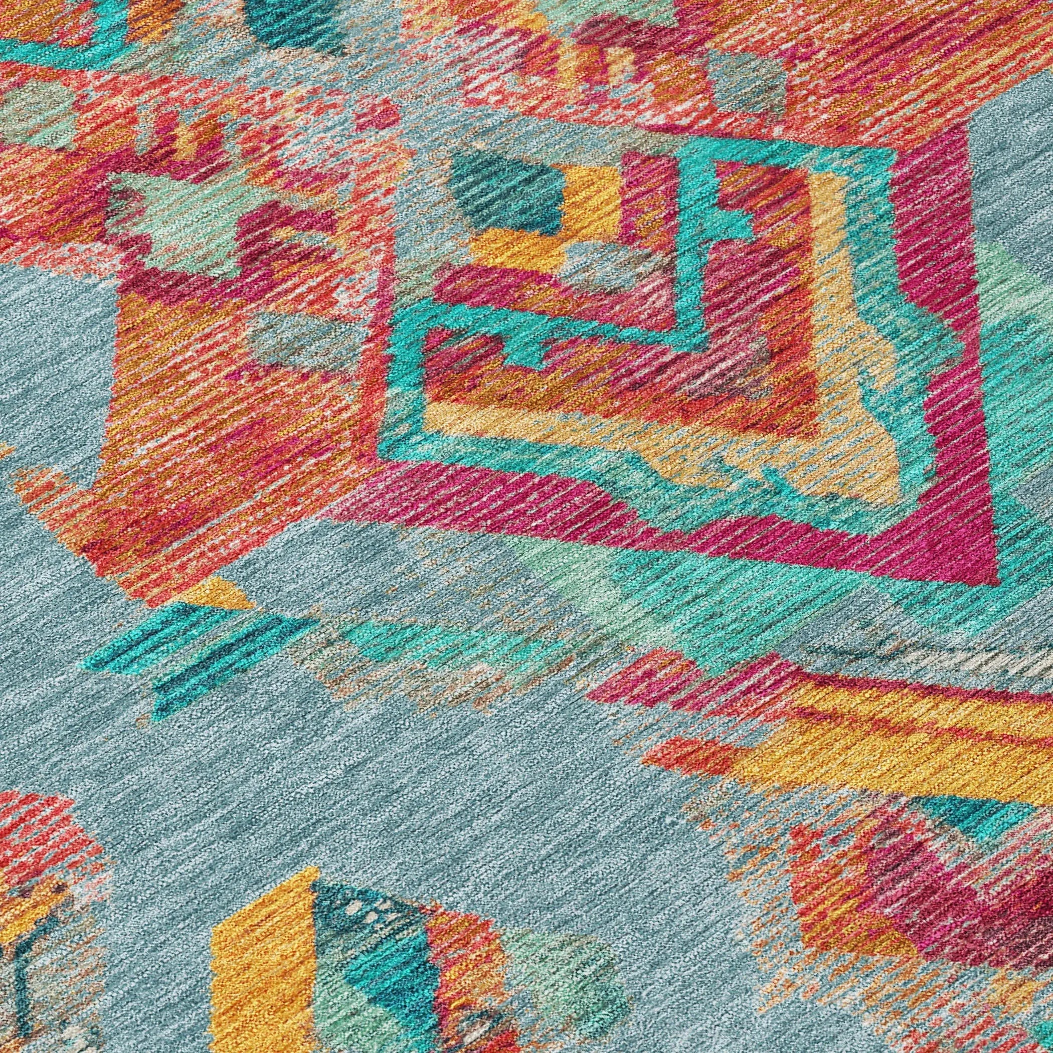 3' X 5' Teal Blue And Ivory Tribal Washable Indoor Outdoor Area Rug Homeroots Outdoor