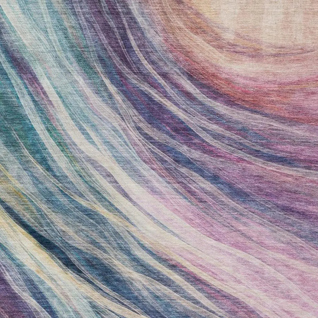 3' X 5' Teal Blue And Lavender Abstract Washable Indoor Outdoor Area Rug Homeroots Outdoor
