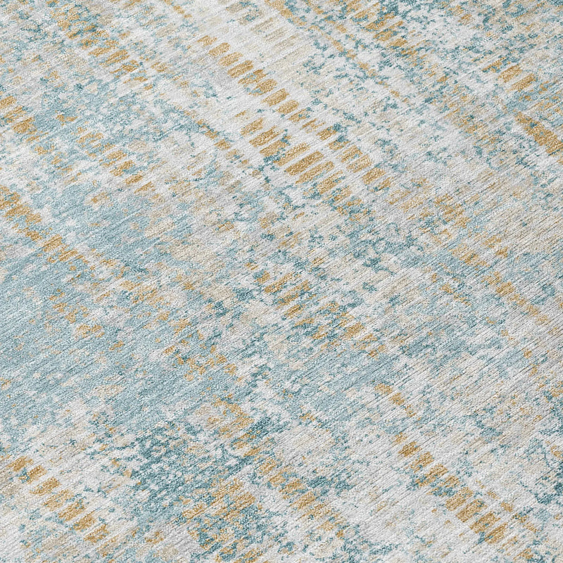 3' X 5' Teal Blue And Linen Abstract Washable Indoor Outdoor Area Rug Homeroots Outdoor