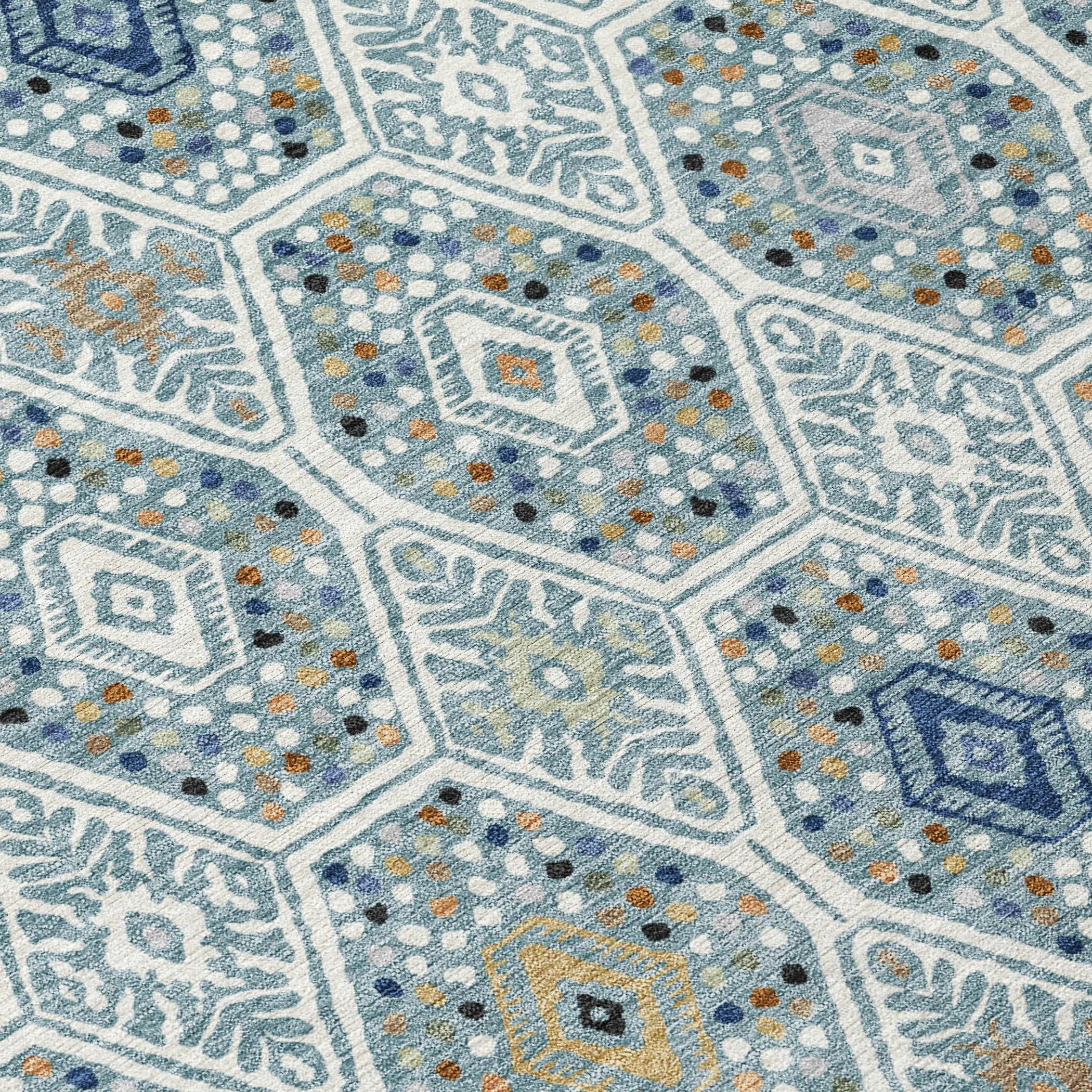 3' X 5' Teal Blue And Navy Blue Geometric Washable Indoor Outdoor Area Rug Homeroots Outdoor