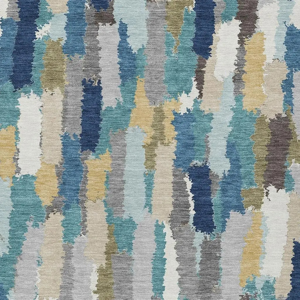 3' X 5' Teal Blue And Navy Blue Striped Washable Indoor Outdoor Area Rug Homeroots Outdoor