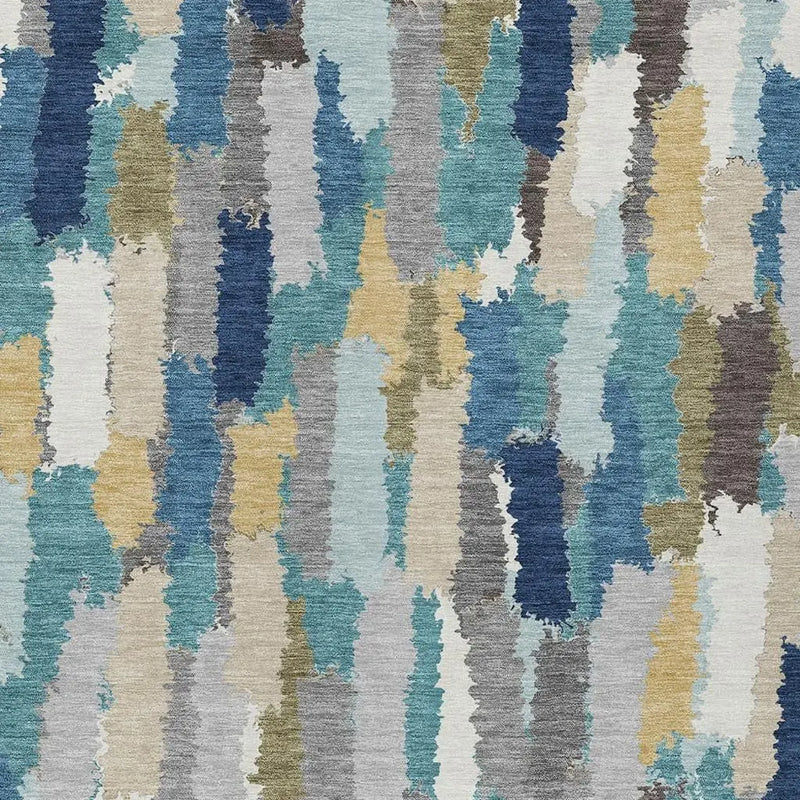 3' X 5' Teal Blue And Navy Blue Striped Washable Indoor Outdoor Area Rug Homeroots Outdoor