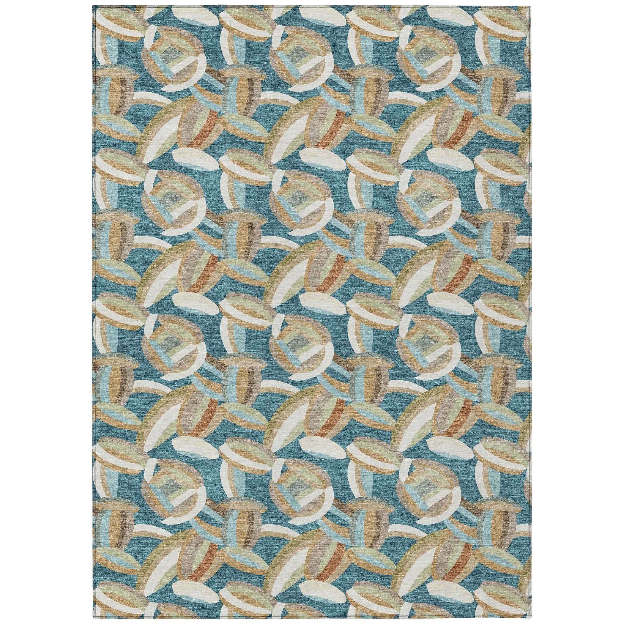 3' X 5' Teal Blue And Orange Abstract Washable Indoor Outdoor Area Rug Homeroots Outdoor