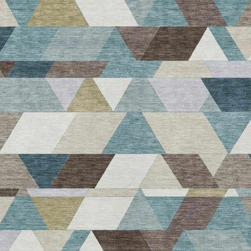 3' X 5' Teal Blue And Pale Aqua Geometric Washable Indoor Outdoor Area Rug Homeroots Outdoor