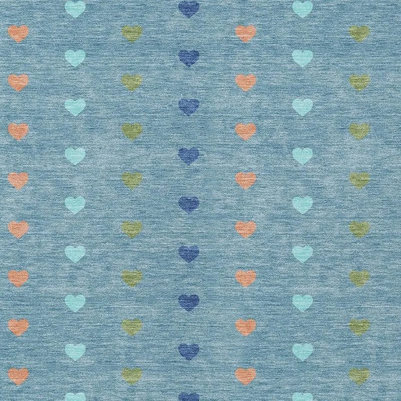 3' X 5' Teal Blue And Peach Geometric Washable Indoor Outdoor Area Rug Homeroots Outdoor