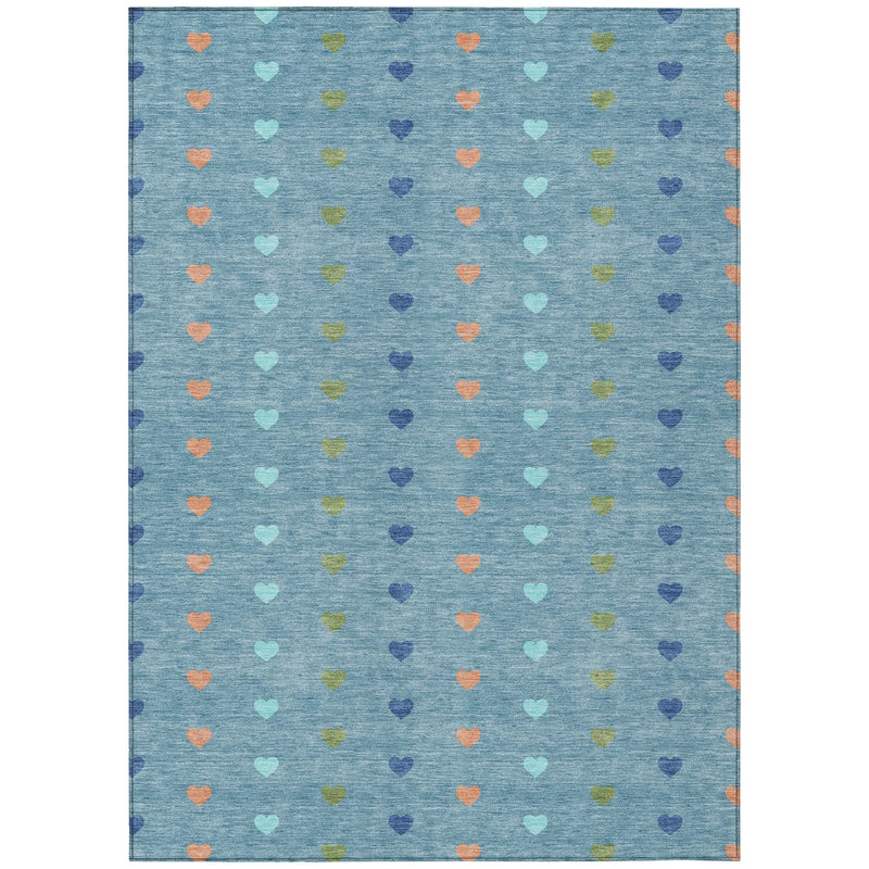 3' X 5' Teal Blue And Peach Geometric Washable Indoor Outdoor Area Rug Homeroots Outdoor