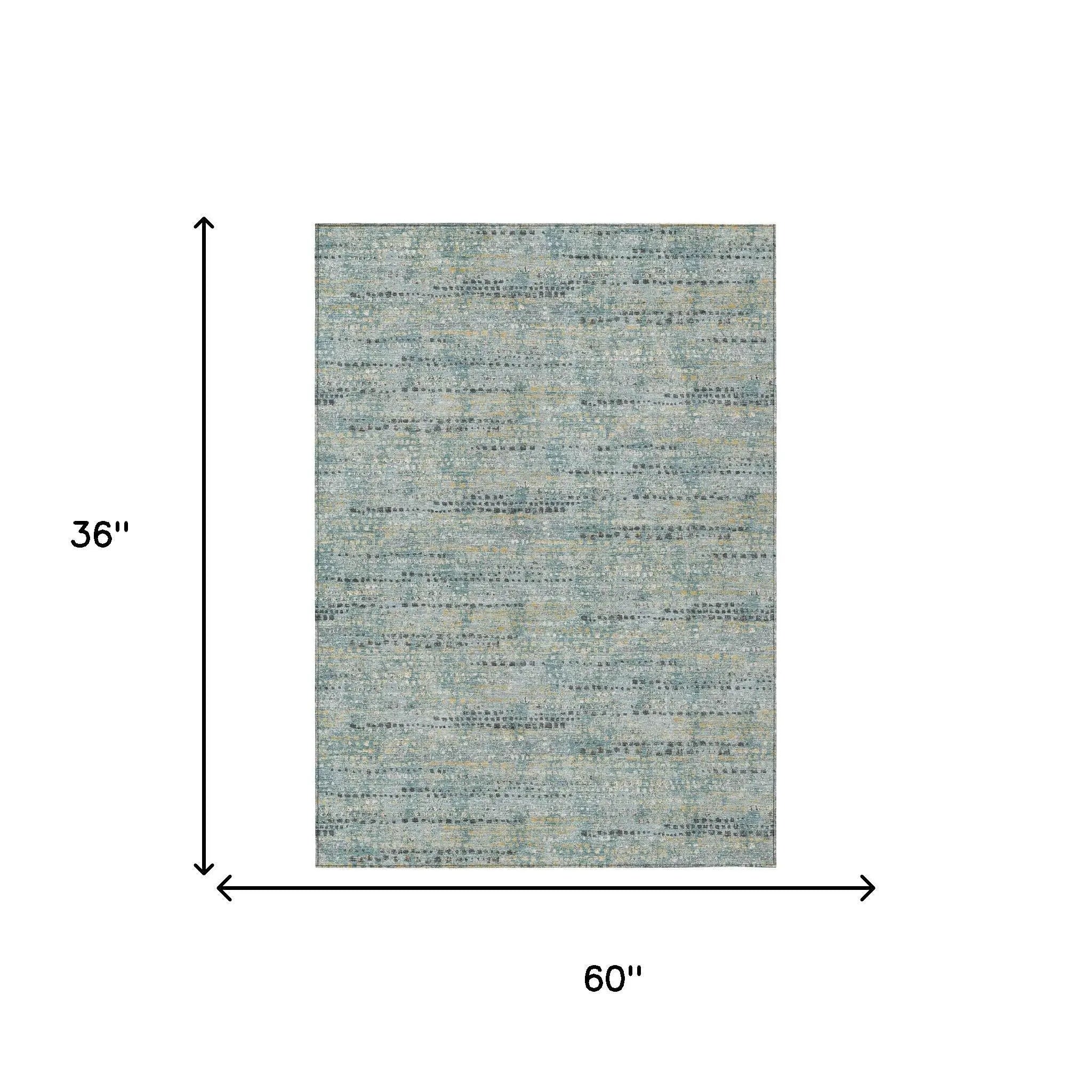 3' X 5' Teal Blue And Pewter Abstract Washable Indoor Outdoor Area Rug Homeroots Outdoor