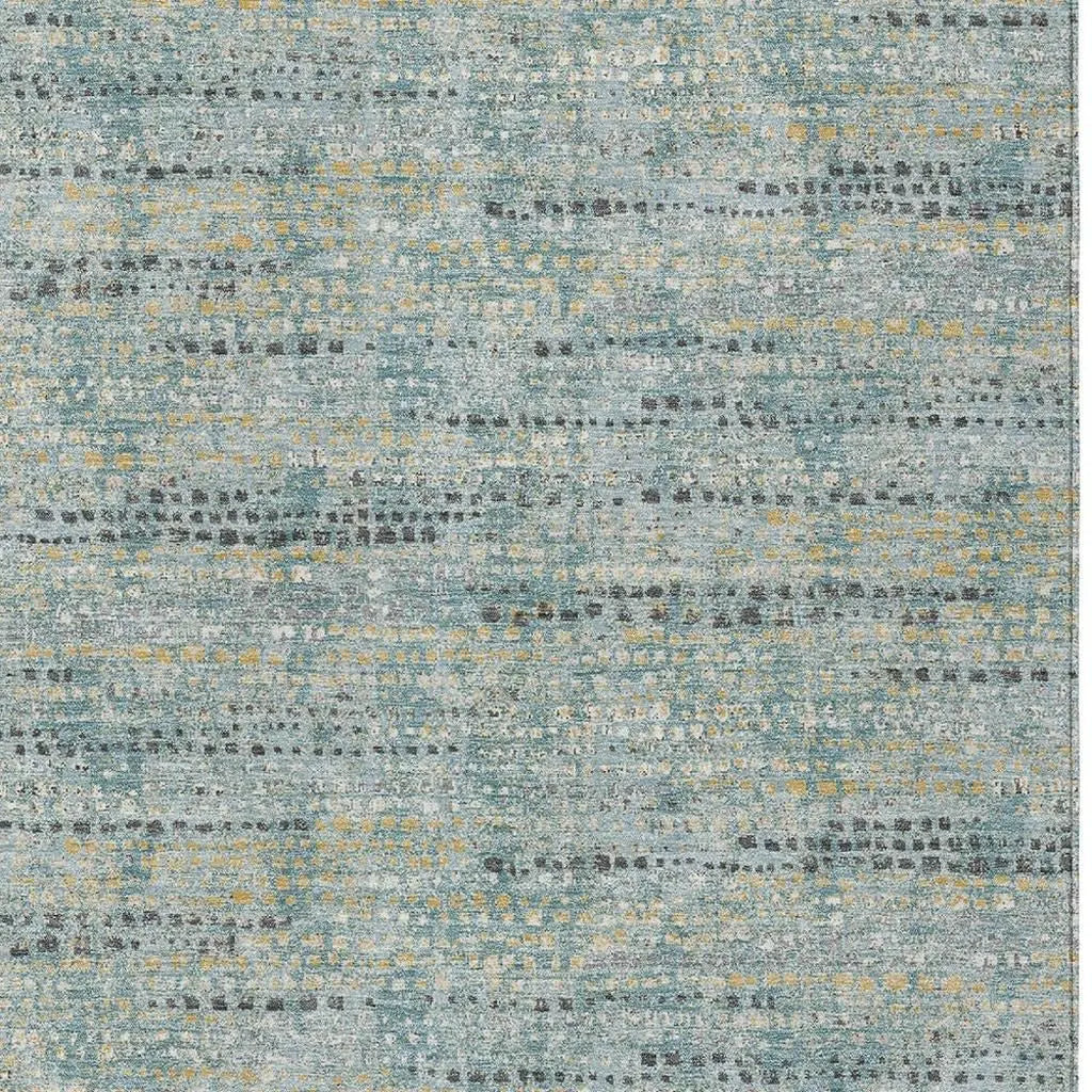 3' X 5' Teal Blue And Pewter Abstract Washable Indoor Outdoor Area Rug Homeroots Outdoor