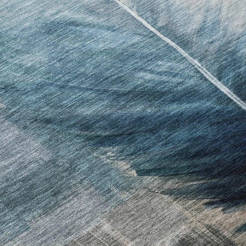 3' X 5' Teal Blue And Pewter Botanical Leaves Washable Indoor Outdoor Area Rug Homeroots Outdoor