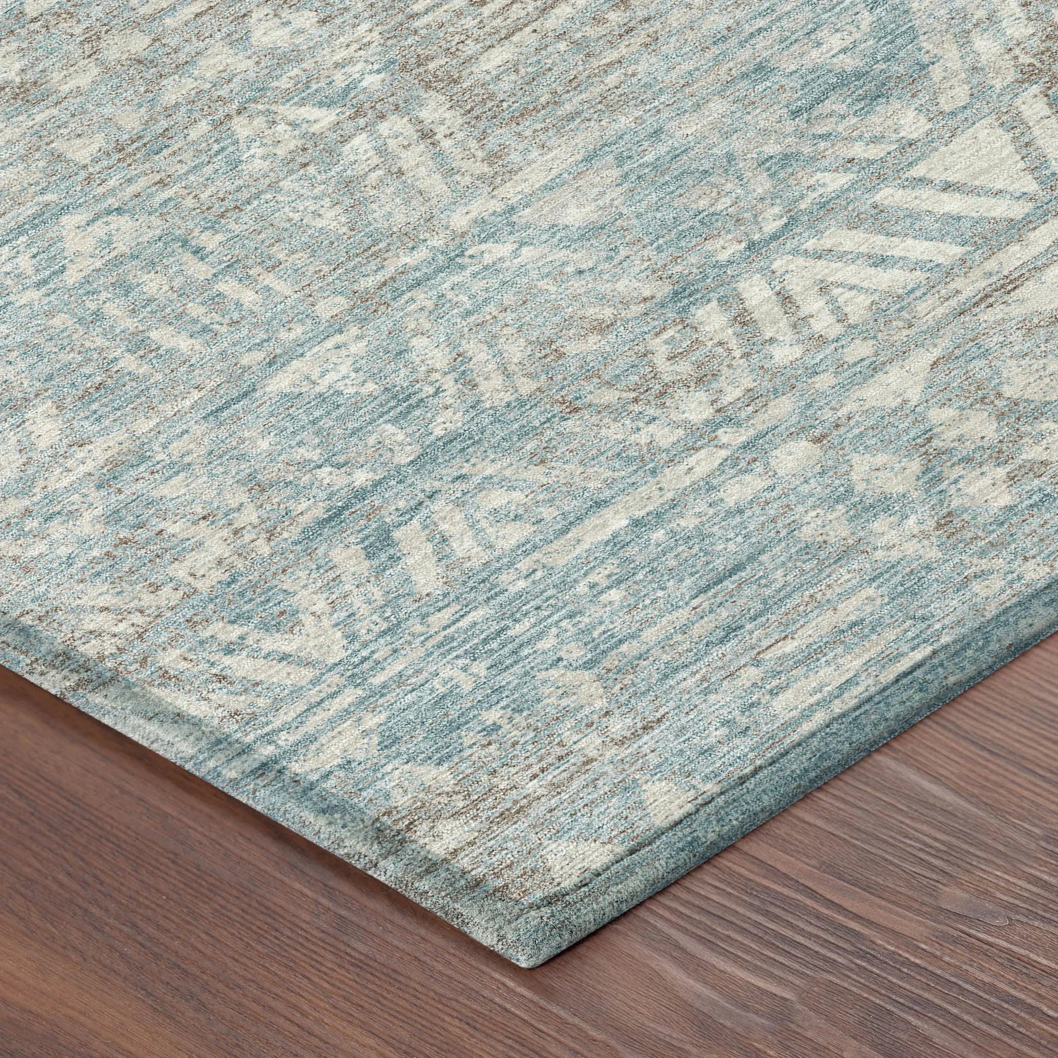 3' X 5' Teal Blue And Pewter Geometric Washable Indoor Outdoor Area Rug Homeroots Outdoor