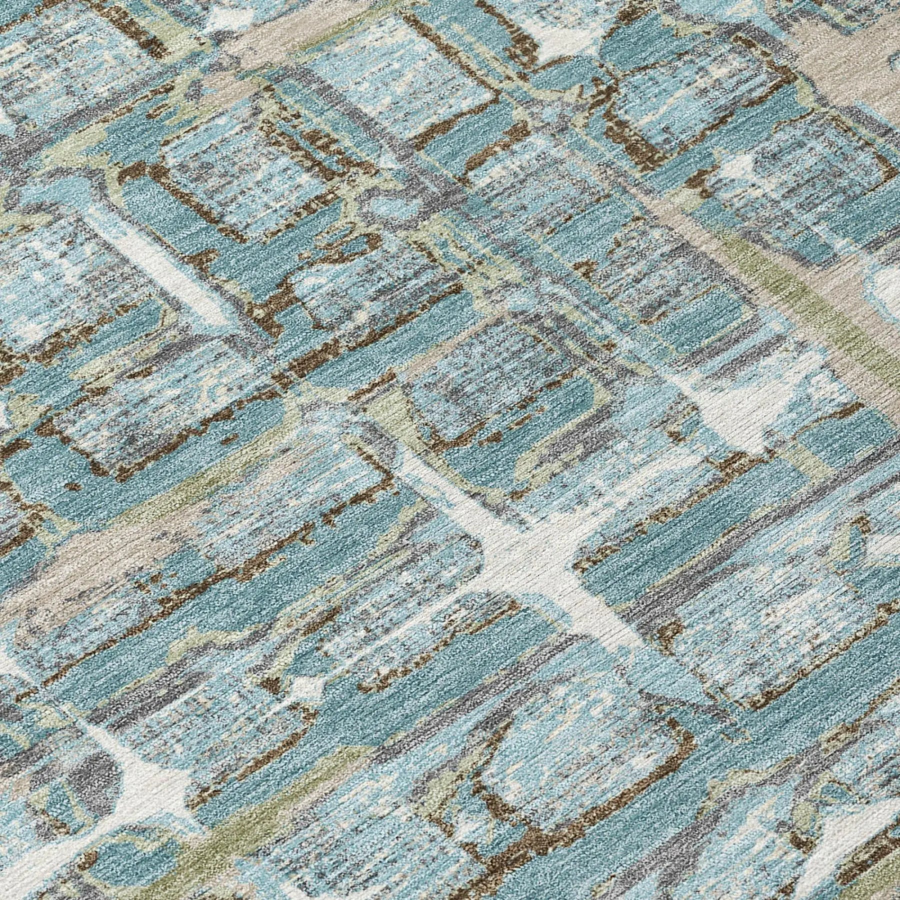 3' X 5' Teal Blue And Pewter Geometric Washable Indoor Outdoor Area Rug Homeroots Outdoor