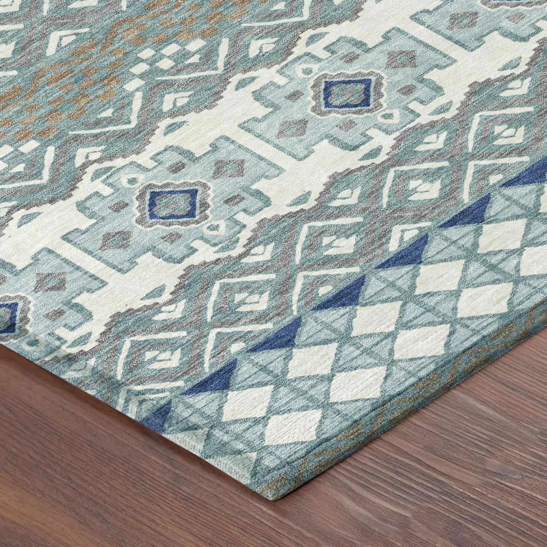 3' X 5' Teal Blue And Pewter Striped Washable Indoor Outdoor Area Rug Homeroots Outdoor
