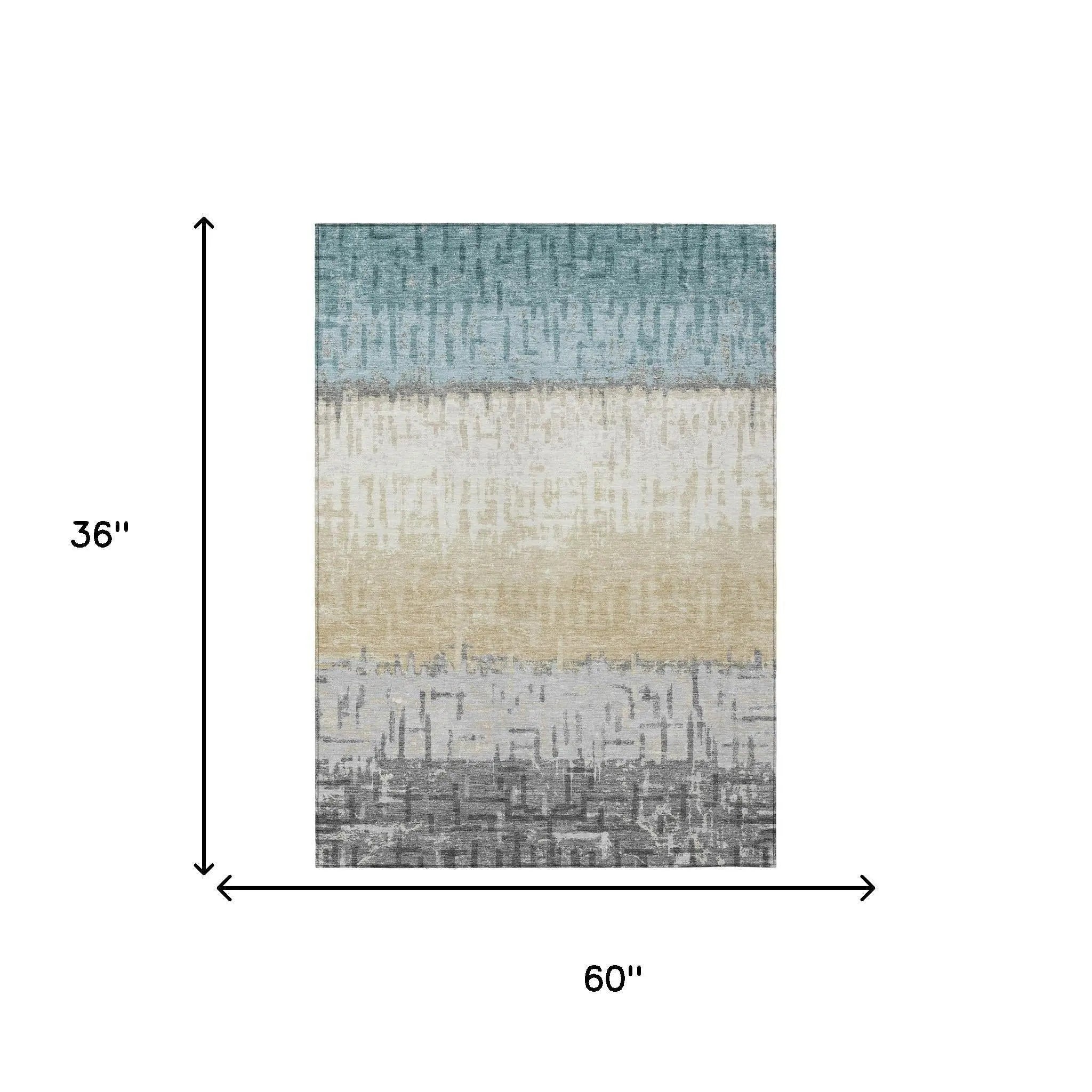 3' X 5' Teal Blue And Pewter Striped Washable Indoor Outdoor Area Rug Homeroots Outdoor
