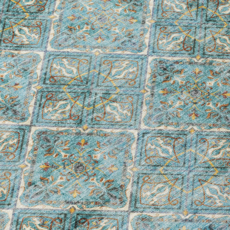 3' X 5' Teal Blue And Purple Geometric Washable Indoor Outdoor Area Rug Homeroots Outdoor