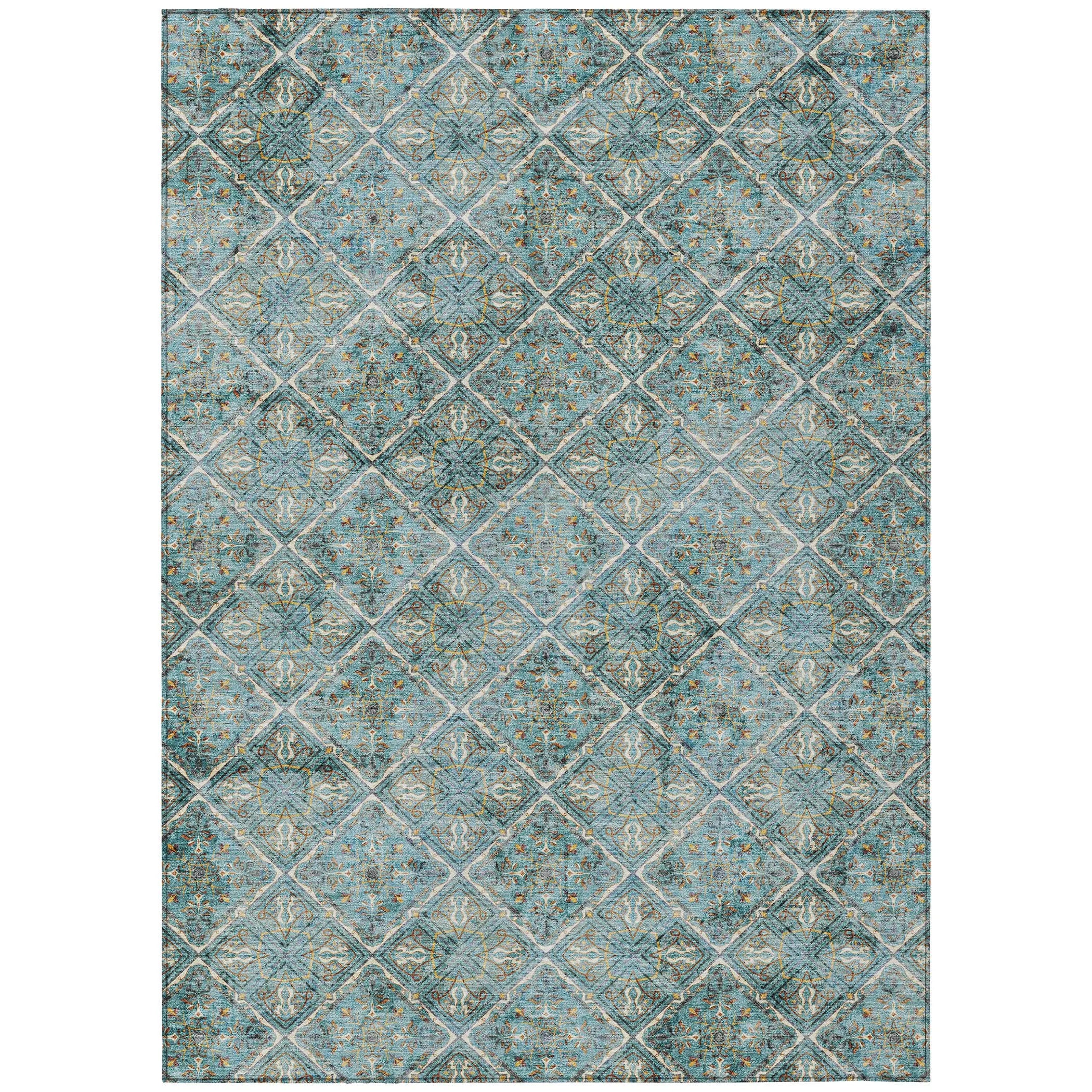 3' X 5' Teal Blue And Purple Geometric Washable Indoor Outdoor Area Rug Homeroots Outdoor