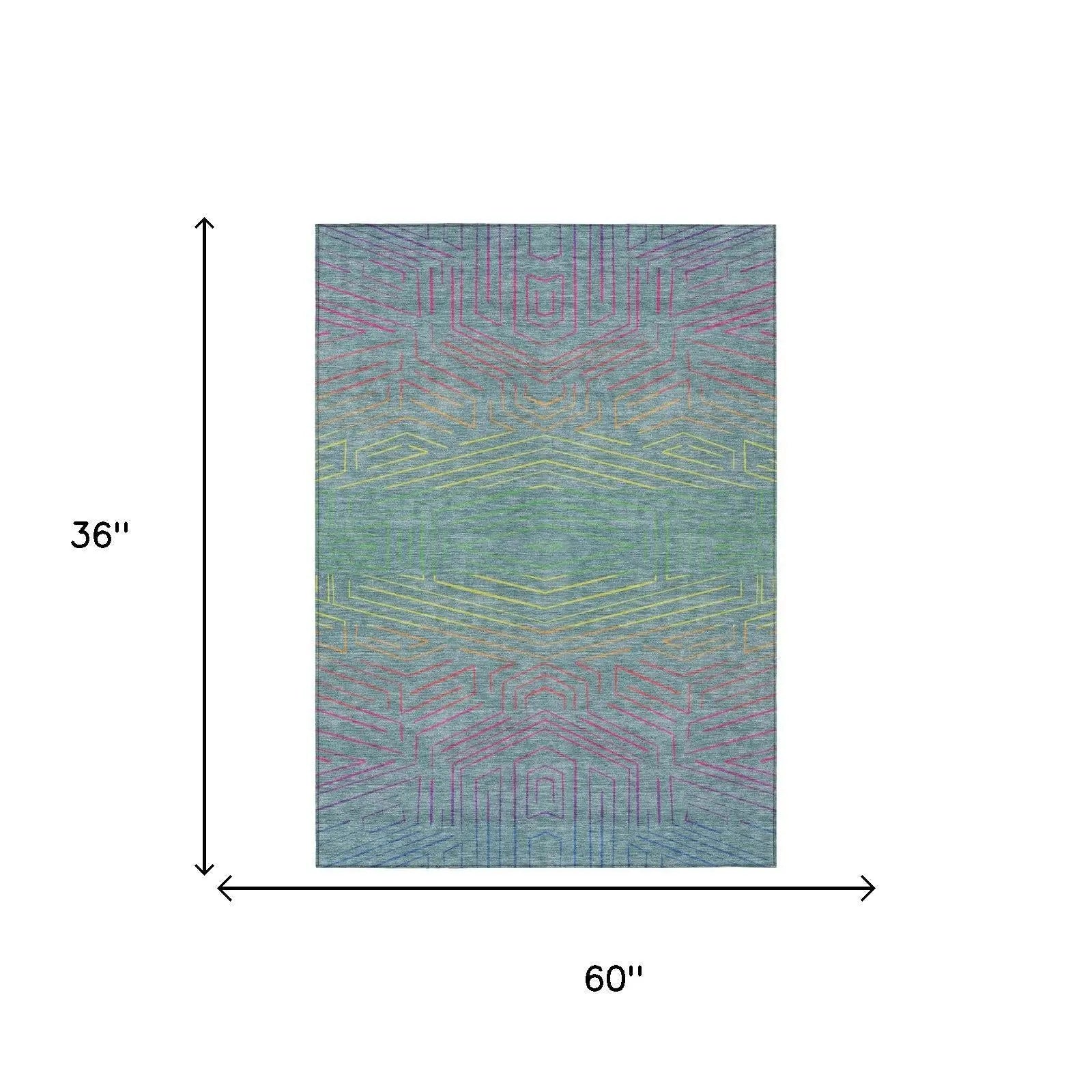 3' X 5' Teal Blue And Purple Geometric Washable Indoor Outdoor Area Rug Homeroots Outdoor