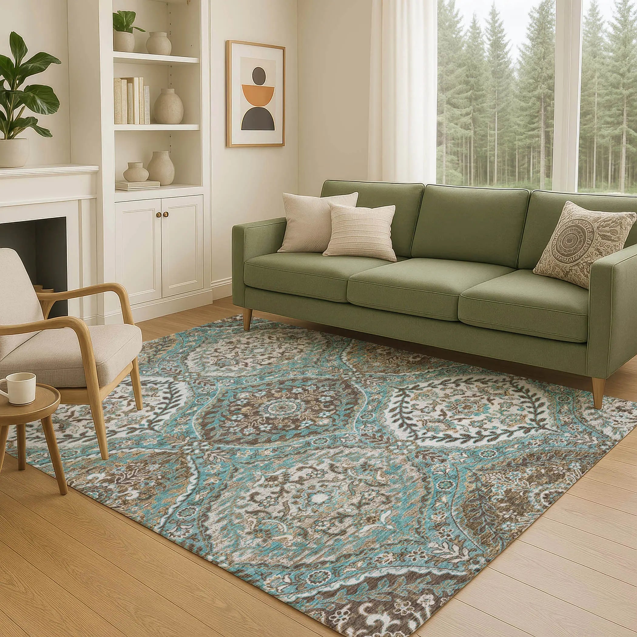 3' X 5' Teal Blue And Purple Ogee Washable Indoor Outdoor Area Rug Homeroots Outdoor