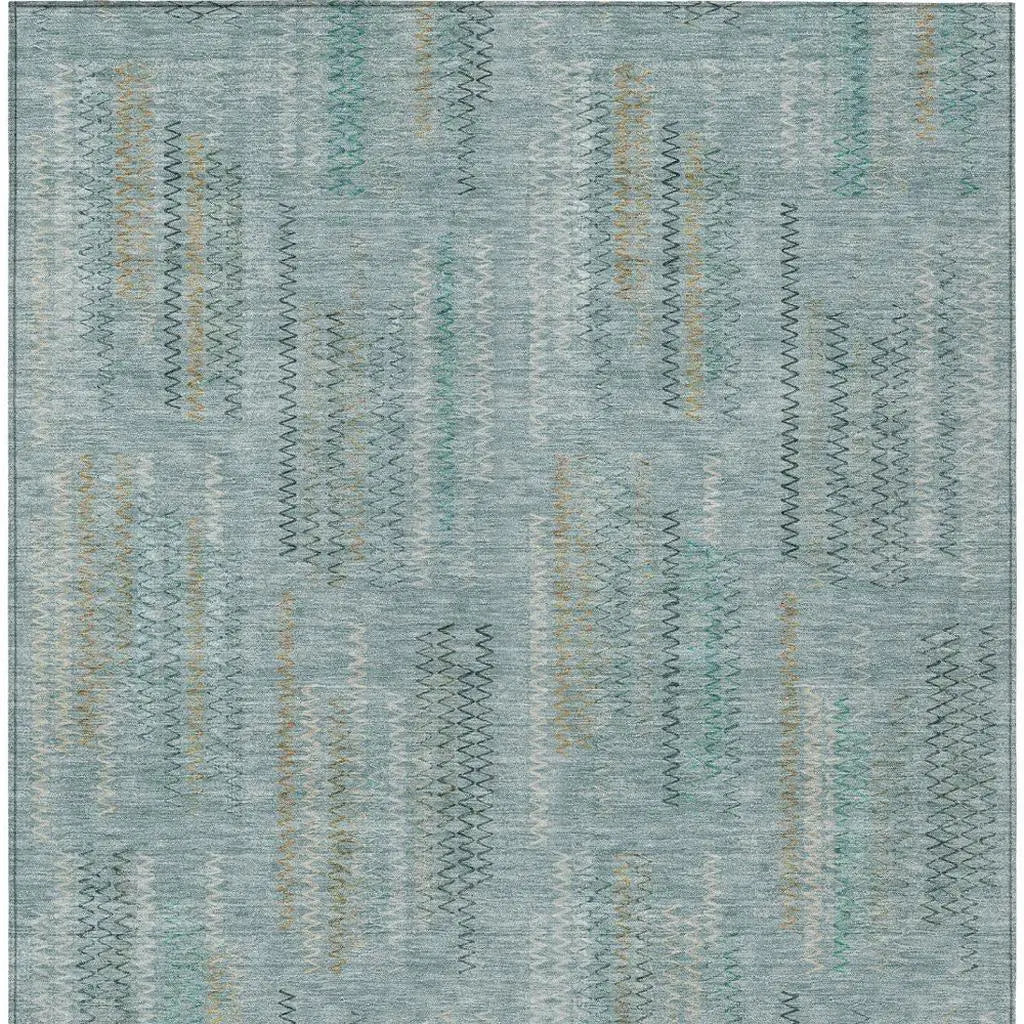 3' X 5' Teal Blue And Silver Abstract Washable Indoor Outdoor Area Rug Homeroots Outdoor