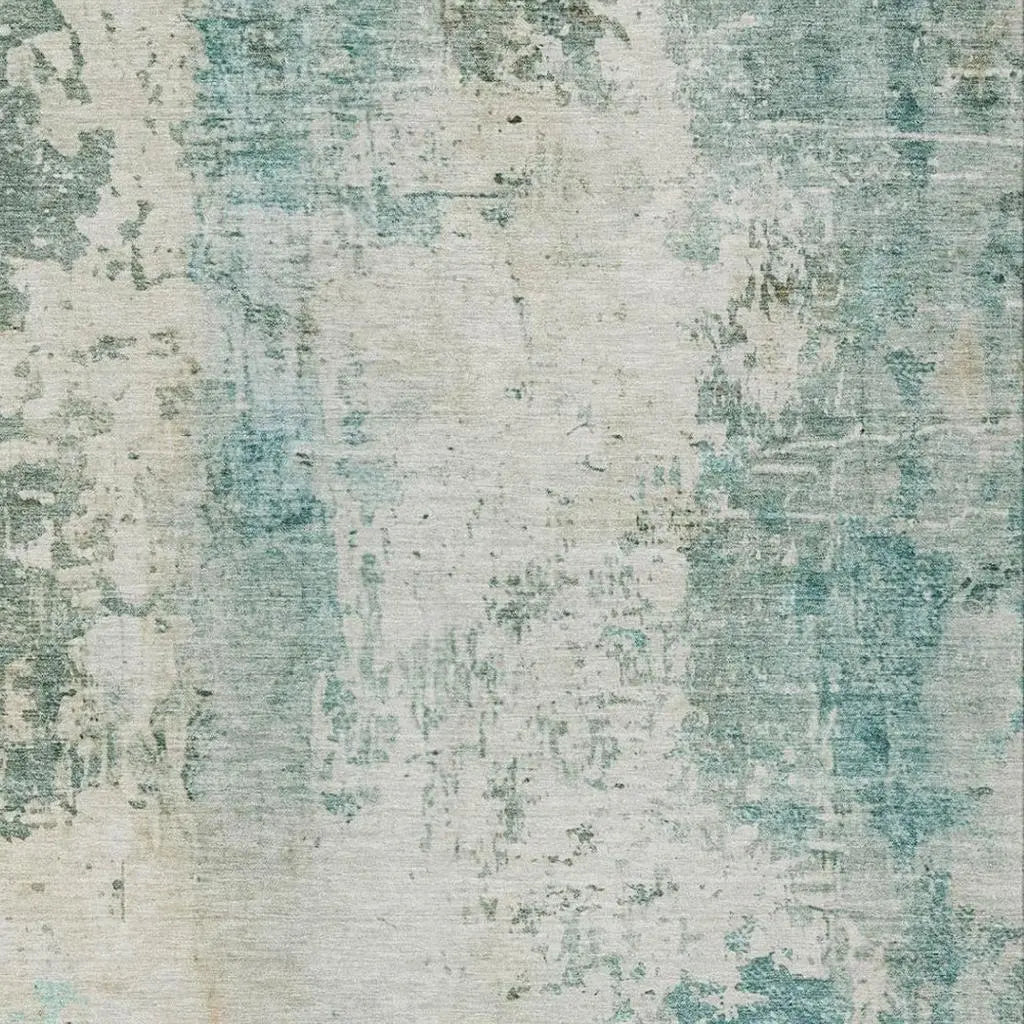3' X 5' Teal Blue And Silver Abstract Washable Indoor Outdoor Area Rug Homeroots Outdoor