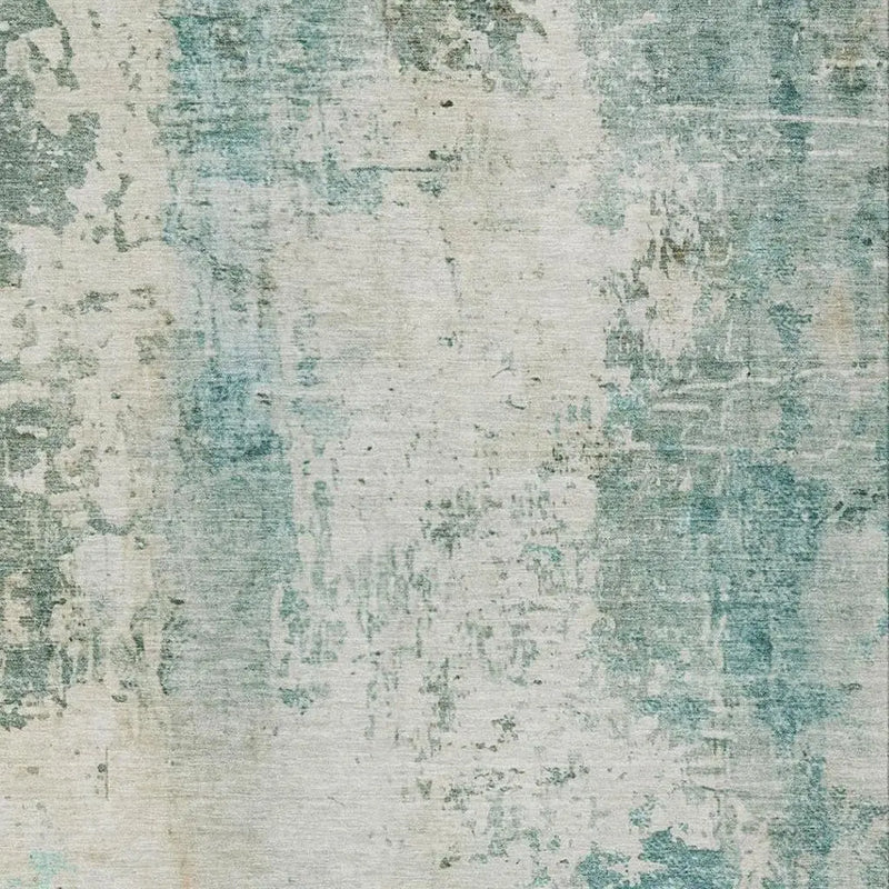 3' X 5' Teal Blue And Silver Abstract Washable Indoor Outdoor Area Rug Homeroots Outdoor