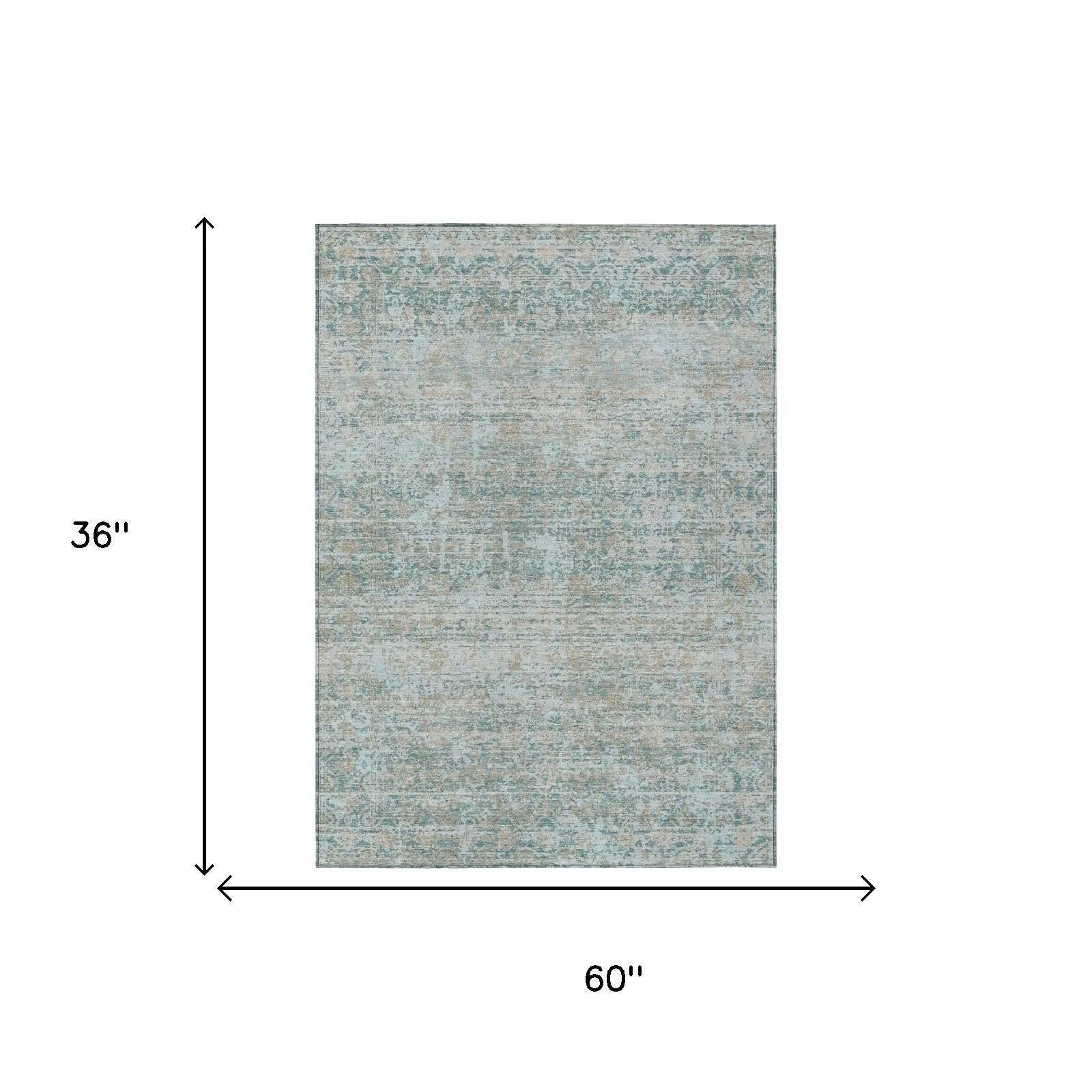 3' X 5' Teal Blue And Silver Abstract Washable Indoor Outdoor Area Rug Homeroots Outdoor