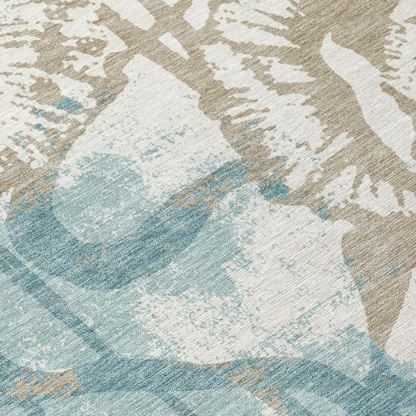 3' X 5' Teal Blue And Silver Floral Washable Indoor Outdoor Area Rug Homeroots Outdoor