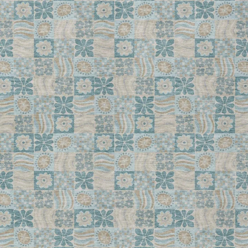 3' X 5' Teal Blue And Silver Floral Washable Indoor Outdoor Area Rug Homeroots Outdoor