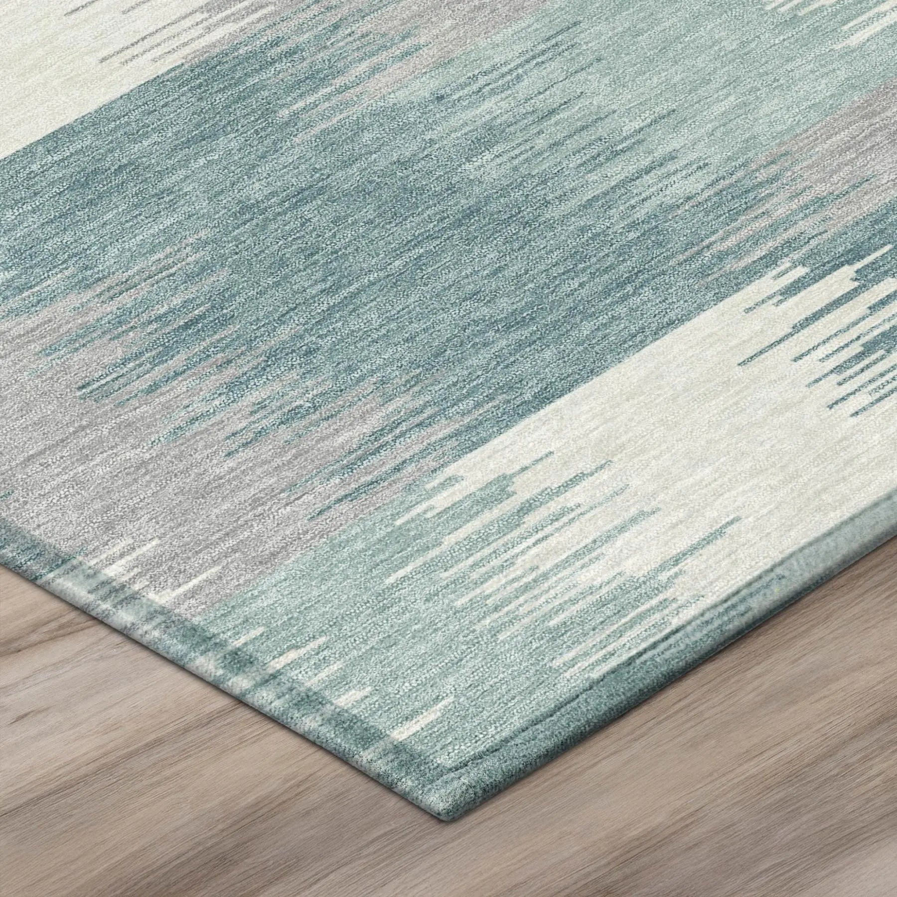 3' X 5' Teal Blue And Silver Geometric Washable Indoor Outdoor Area Rug Homeroots Outdoor