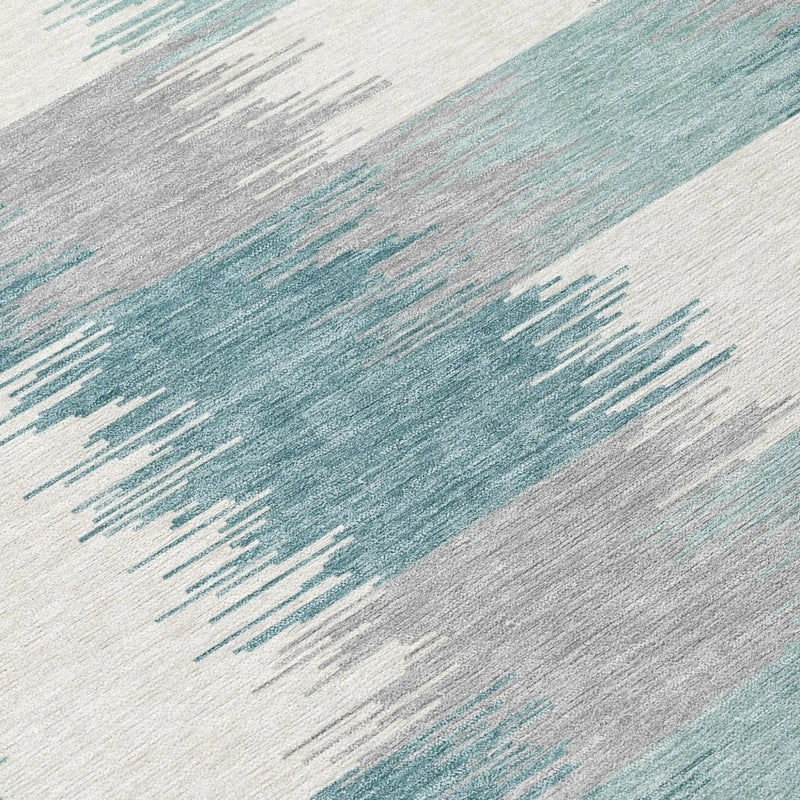 3' X 5' Teal Blue And Silver Geometric Washable Indoor Outdoor Area Rug Homeroots Outdoor