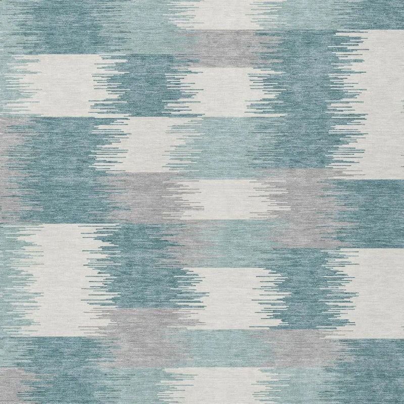 3' X 5' Teal Blue And Silver Geometric Washable Indoor Outdoor Area Rug Homeroots Outdoor