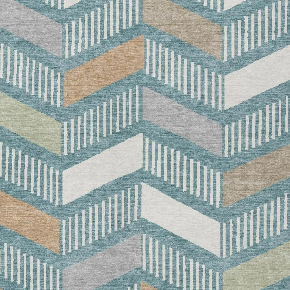 3' X 5' Teal Blue And Silver Geometric Washable Indoor Outdoor Area Rug Homeroots Outdoor