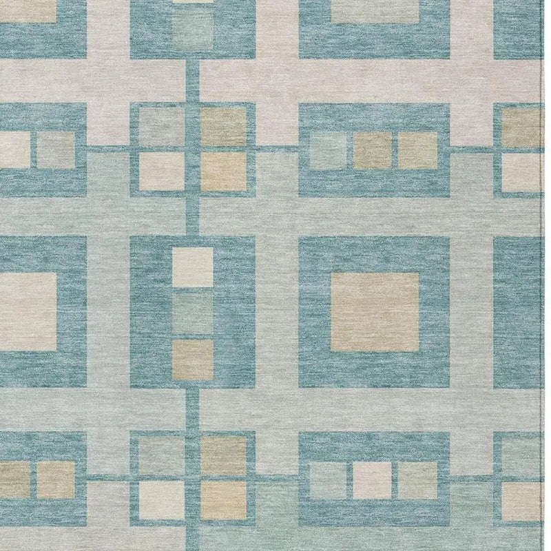 3' X 5' Teal Blue And Silver Geometric Washable Indoor Outdoor Area Rug Homeroots Outdoor